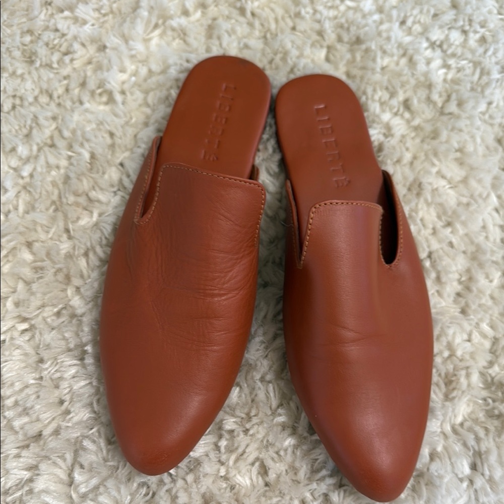 Liberte Brown Leather Mules Sophisticated Slip-On Design